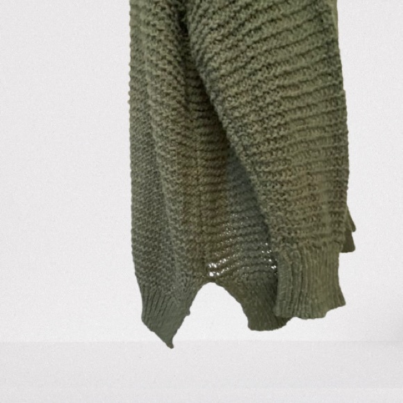 Cozy Hooded Sweater, Loose Knit, Dark Green, Size: M Aerie - Picture 9 of 12